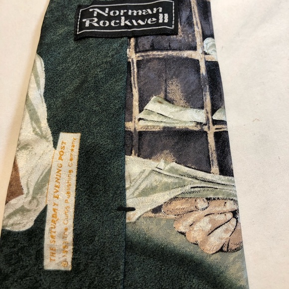 Vintage Norman Rockwell Novelty Necktie, Men's Silk Saturday Evening Post - Picture 4 of 5
